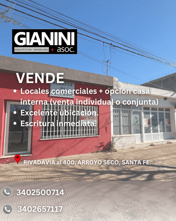 VENDE LOCALES COMERCIALES CON OPCION DE CASA